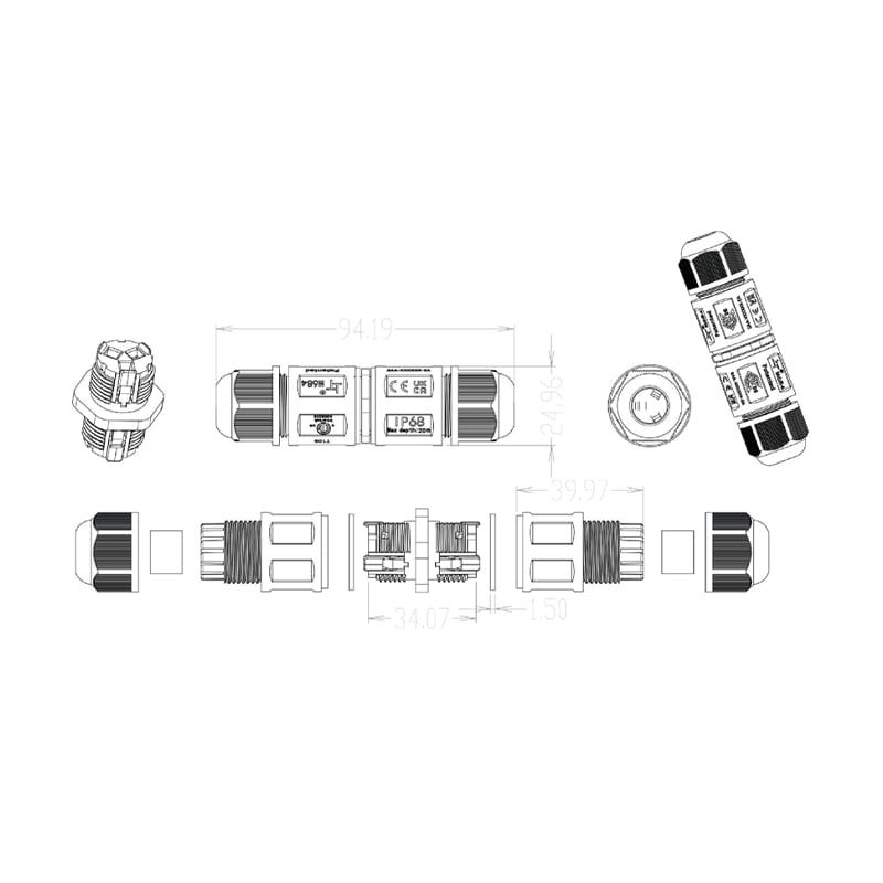 3 PIN | I SCHNELLER WASSERDICHTER VERBINDER | IP68 | 4–11 mm