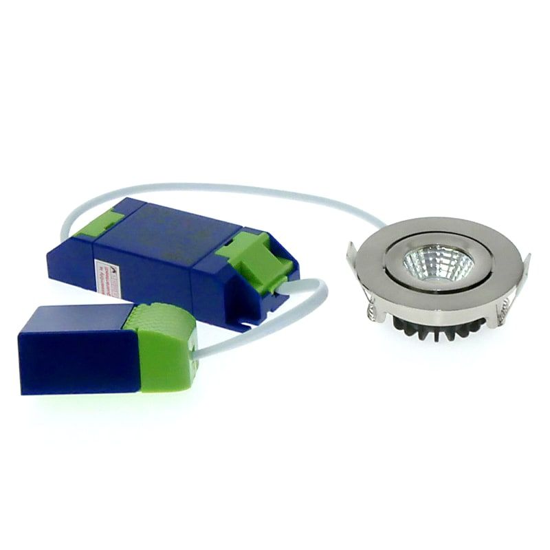 ECODIM ED-10063 | LED-EINBAUSTRAHLER | GERINGE EINBAUTIEFEN | IP54 | WARMWEISS | RUND | GEB. NICKEL | 55MM