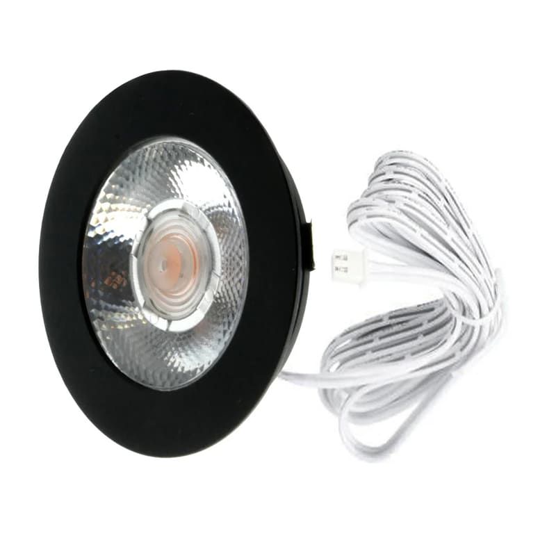 ECODIM ED-10046 | LED-MÖBELSTRAHLER | GERINGE EINBAUTIEFEN | IP54 | WARMWEISS | RUND | SCHWARZ | 55MM