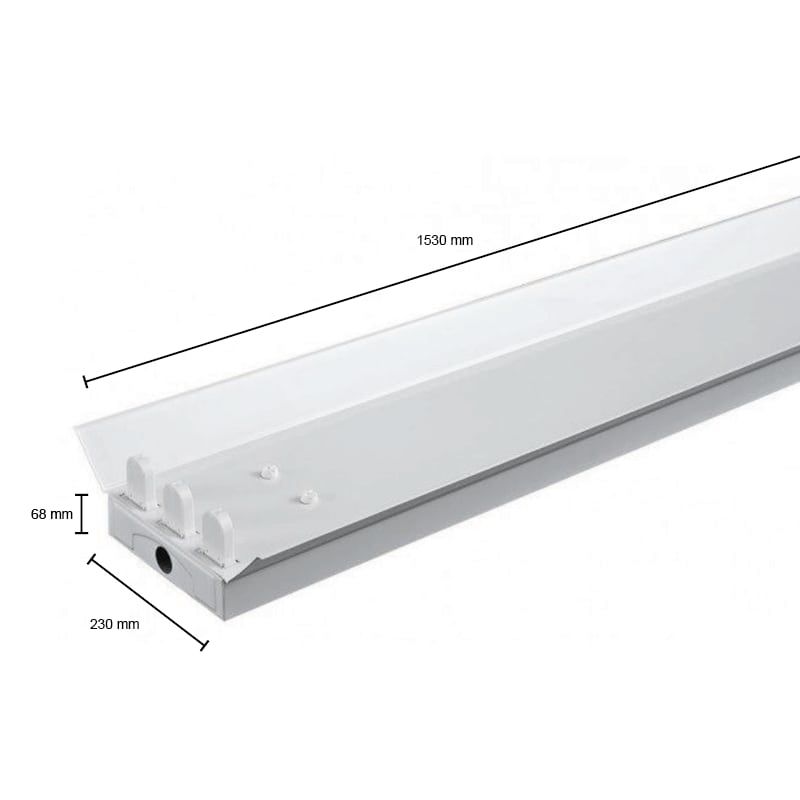 IP22-LEUCHTE REFLEKTOR FÜR 3X LED-Leuchtstoffröhre 150CM