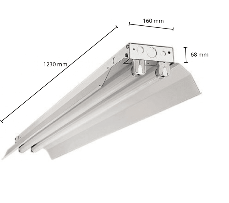 IP22-LEUCHTE REFLEKTOR FÜR 2X LED-Leuchtstoffröhre 120CM