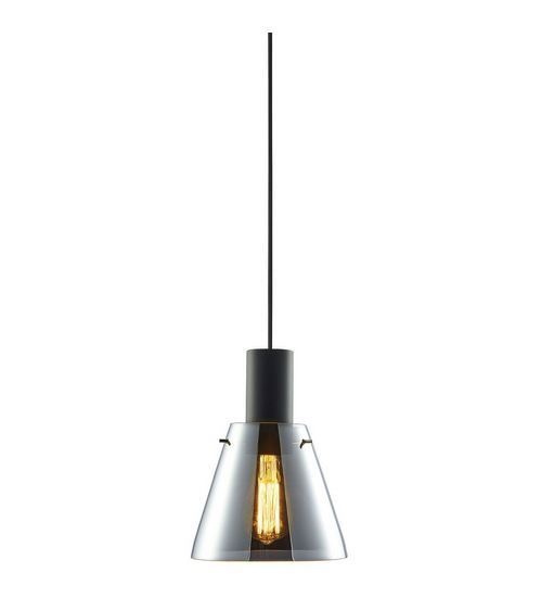 Pendelleuchte, black concave Glas, E27, 20cm, 50-300cm, exkl. Leuchtmittel, exkl. Baldachin