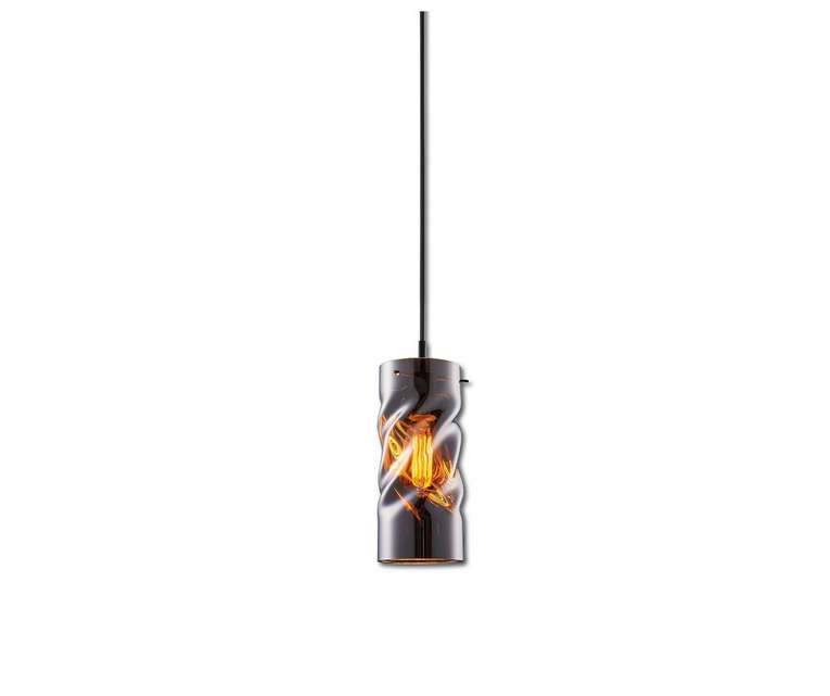 Pendelleuchte, Smoky curled Glas, E27, 50-300cm, exkl. Leuchtmittel, exkl. Baldachin