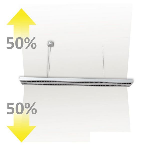 LED Hängeleuchte Up+Down, 30+30W, UGR&lt;6, silber, 4000K, 1-10V dimmbar