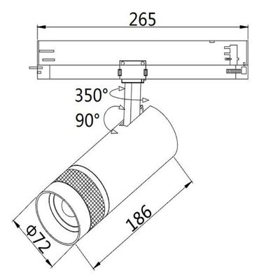 3-Phasen Schienen-Strahler fokussierbar, 24W, 20°-55°, weiß matt, 3000K, DALI dimmbar
