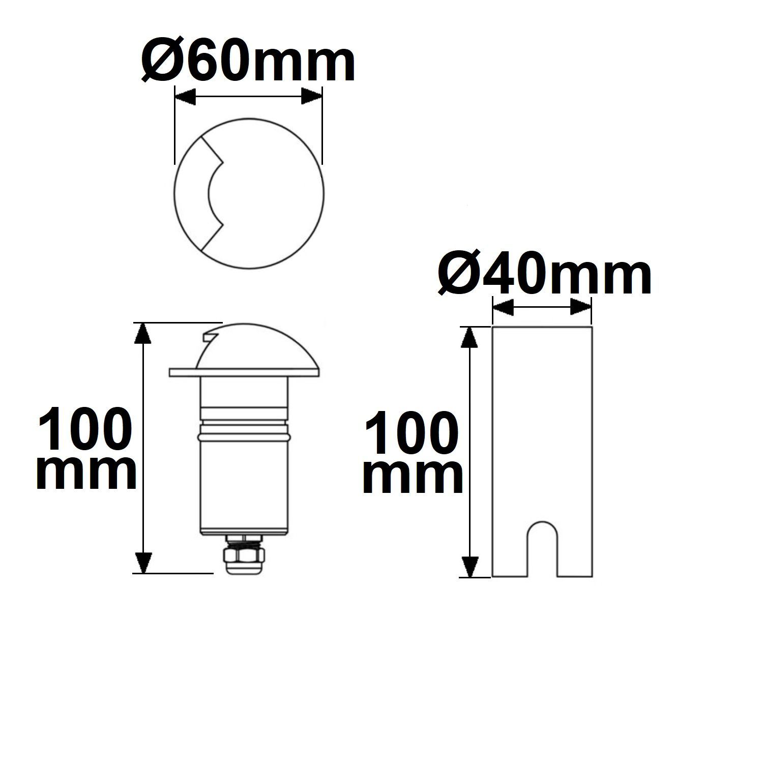 LED Bodeneinbaustrahler, rund 1SIDE 60mm, schwarz, 12-24V, IP67, 3W, 60°, warmweiß