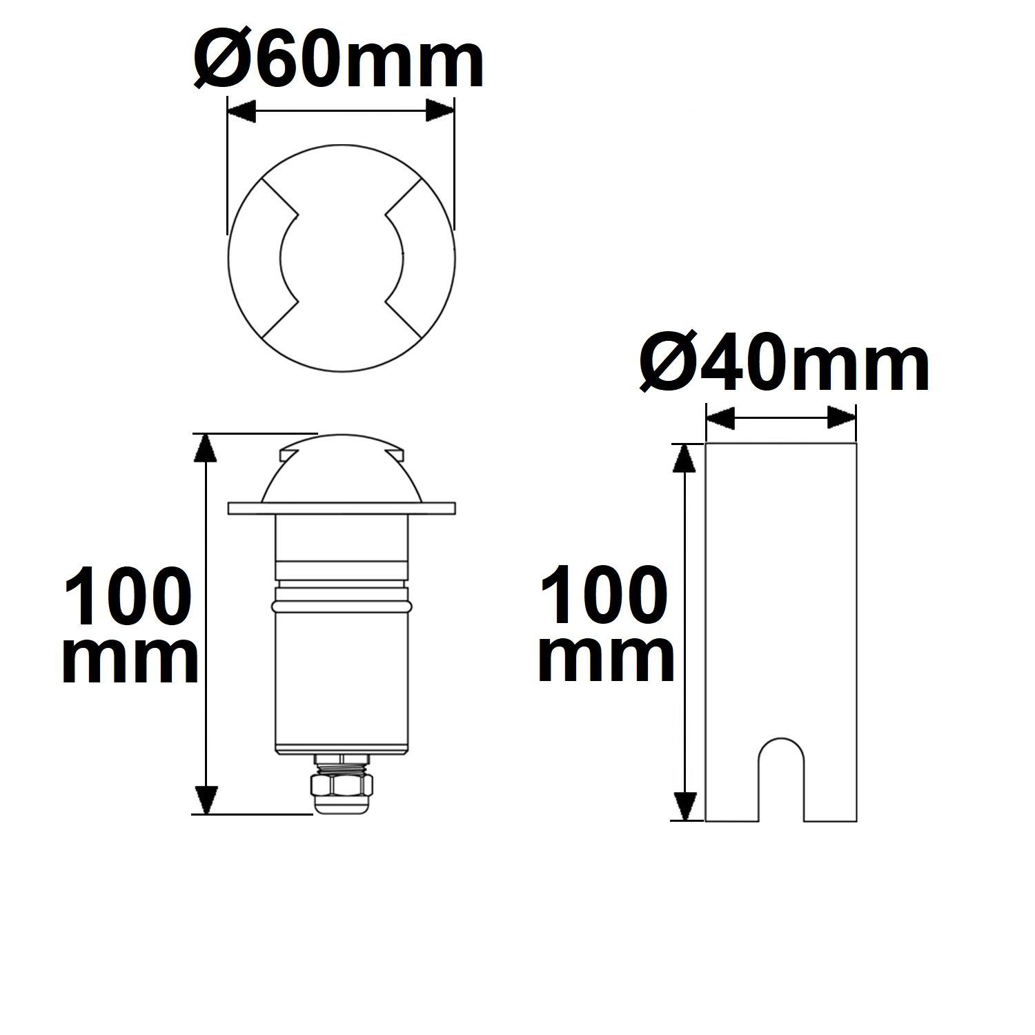 LED Bodeneinbaustrahler, rund 2SIDE 60mm, schwarz, 12-24V, IP67, 3W, 60°, warmweiß