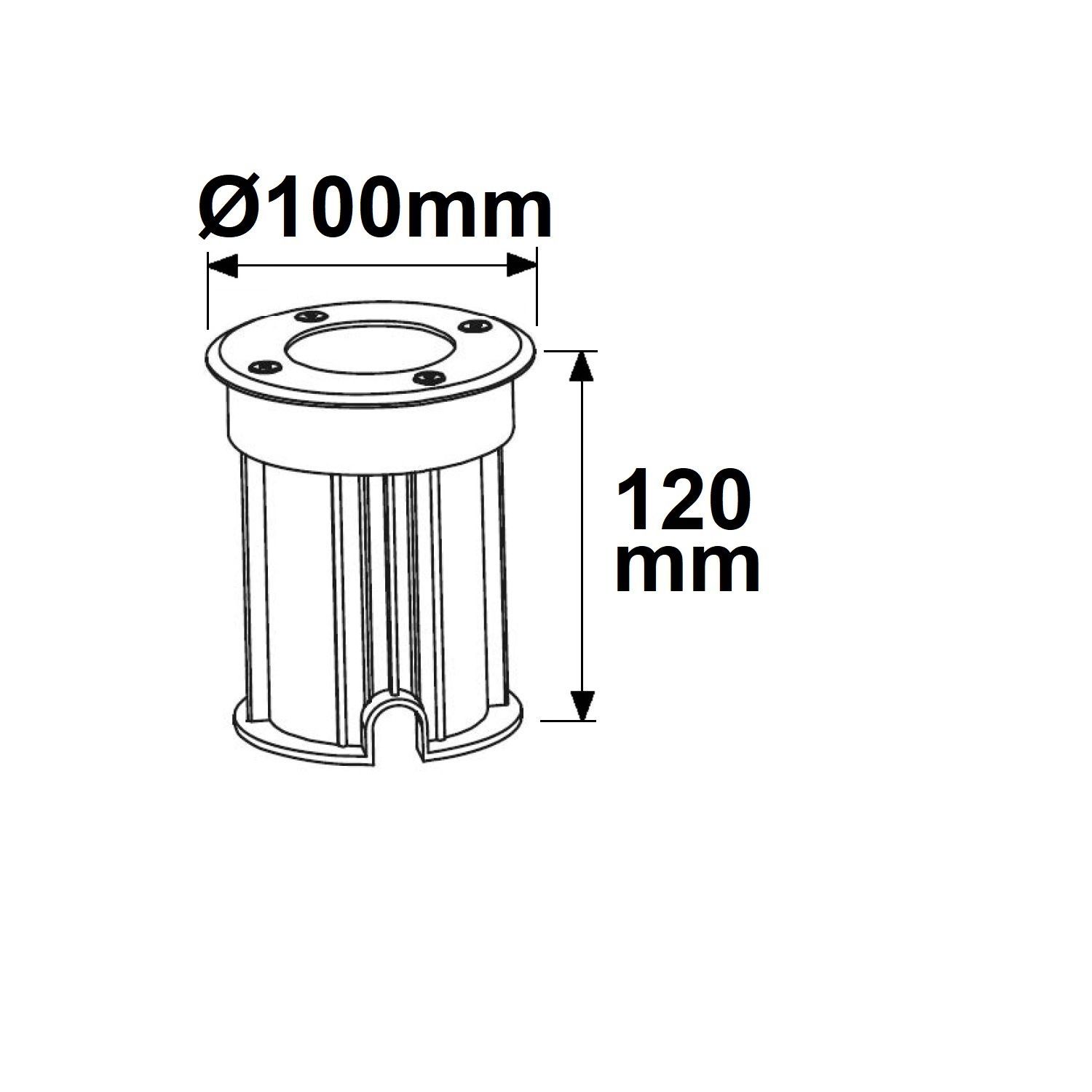 Bodeneinbaustrahler für GU10 Spots, rund, IP67, exkl. Leuchtmittel