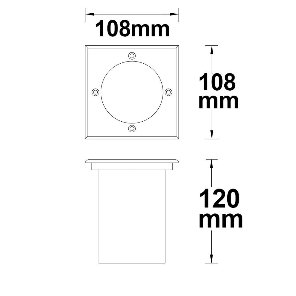 Bodeneinbaustrahler für GU10, eckig, IP67, exkl. Leuchtmittel