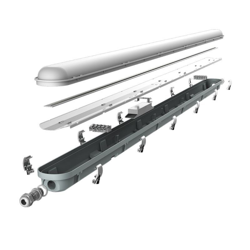 LED Feuchtraumleuchte Poseido V3.0 43W 5590/6020lm - 830-865 CCT | 150cm - Durchgangsverdrahtung (5x2.5mm2) - Bewegungs- Und Lichtsensor