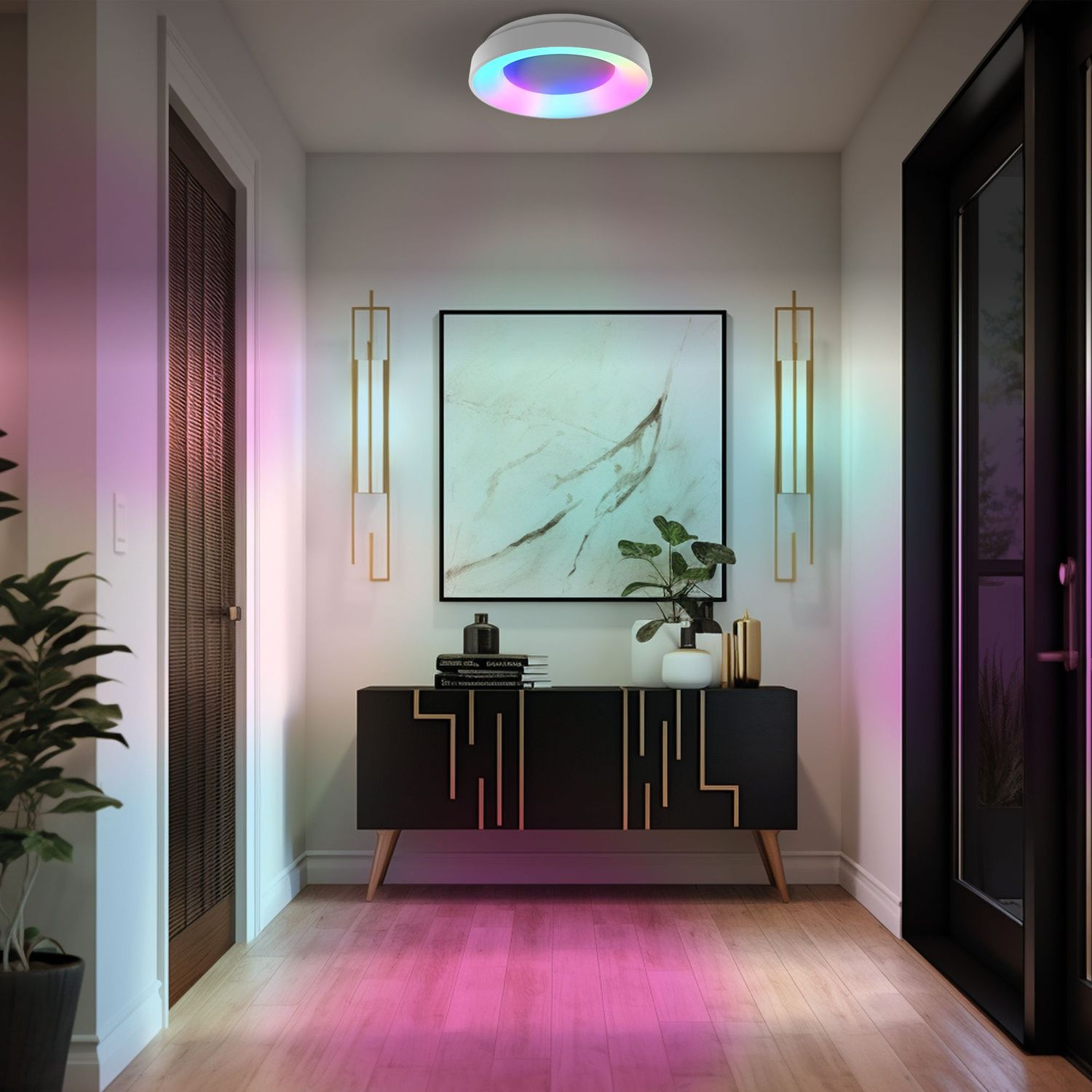 LED DIMMBARE DECKENLEUCHTE MIT FERNBEDIENUNG RGB-72W WEISS