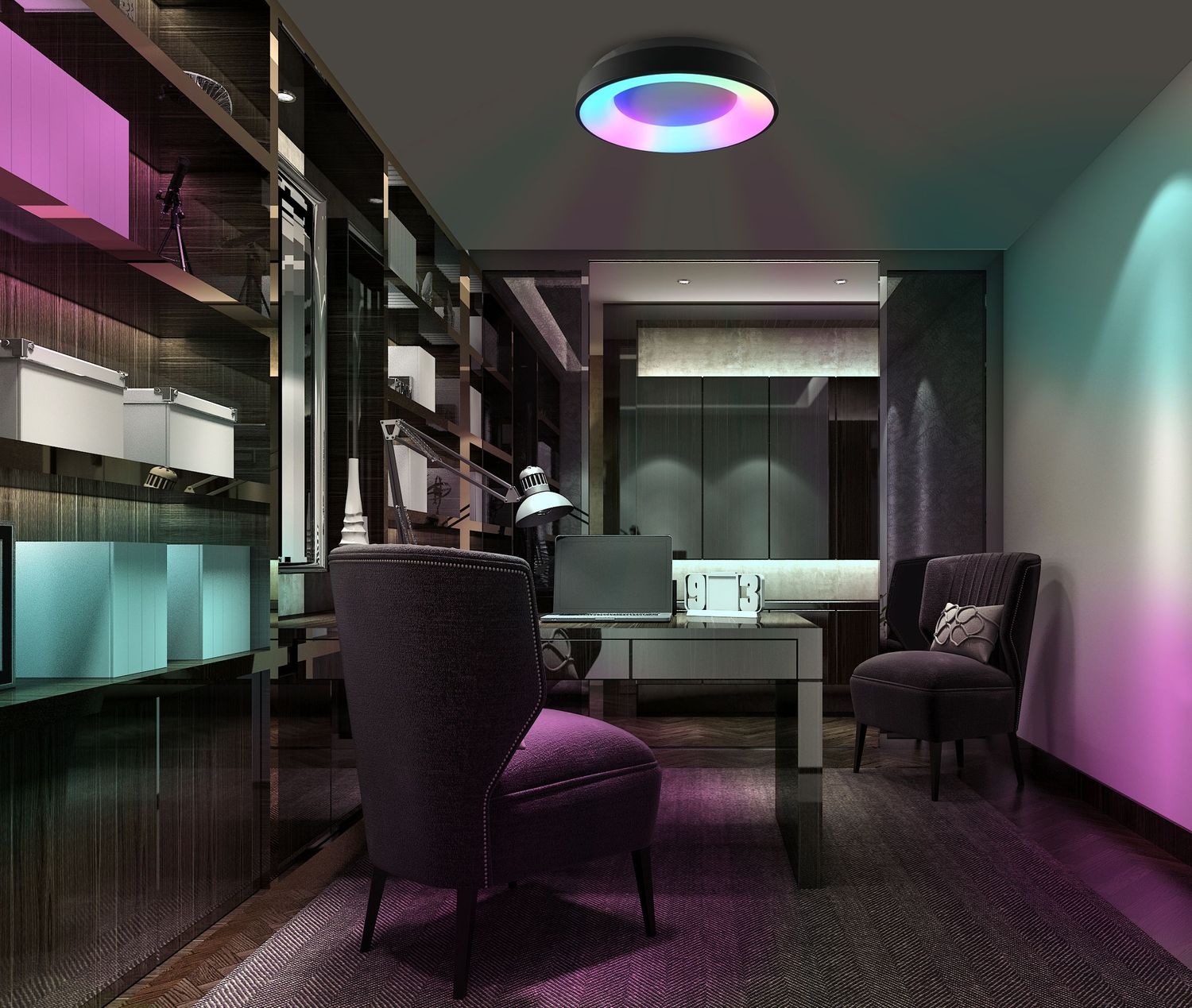 LED DIMMBARE DECKENLEUCHTE MIT FERNBEDIENUNG RGB-72W SCHWARZ