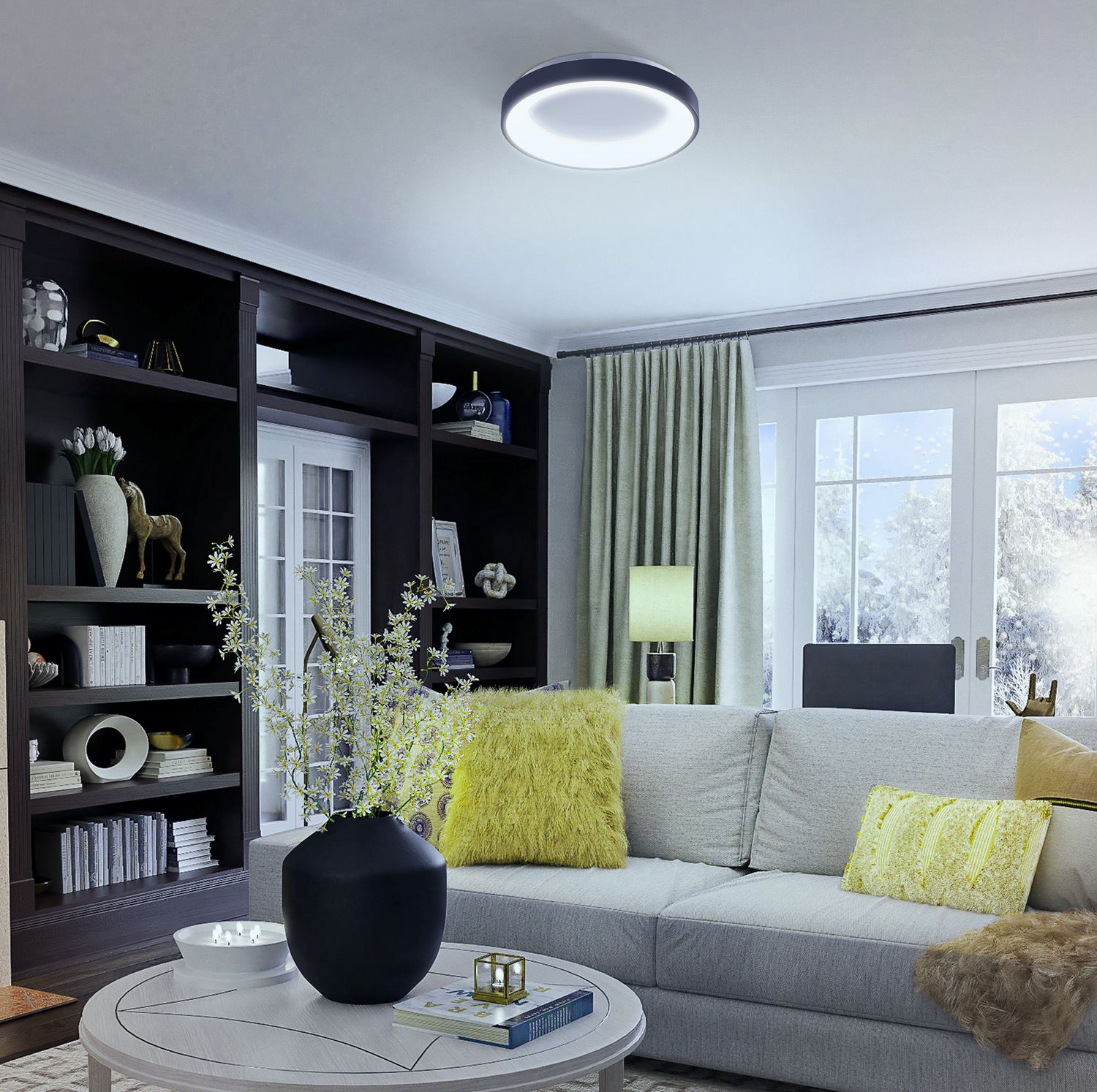 LED DIMMBARE DECKENLEUCHTE MIT FERNBEDIENUNG RGB-72W SCHWARZ