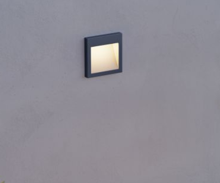 Wandeinbauleuchte 3W IP54 anthrazit matt 90 x 90mm warmweiß