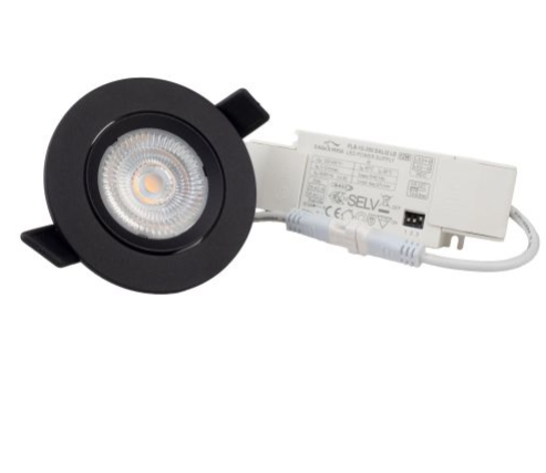 LED Einbauleuchte Slim68 Alu schwarz, rund, 9W, warmweiß, DALI dimmbar