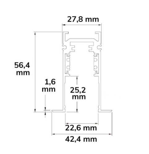 Track48 Einbauschiene, weiß, 200cm, 4-polig, inkl. Endkappen und Schutzcover