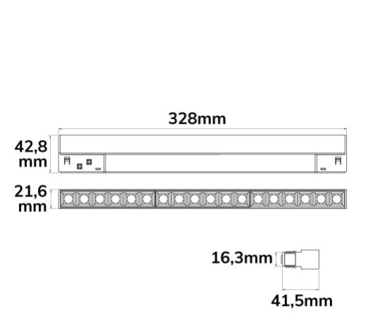 Track48 Leuchte 32cm schwarz, 18W, 36°, UGR&lt;19, 48V DC, 3000K,CRI90, Line+