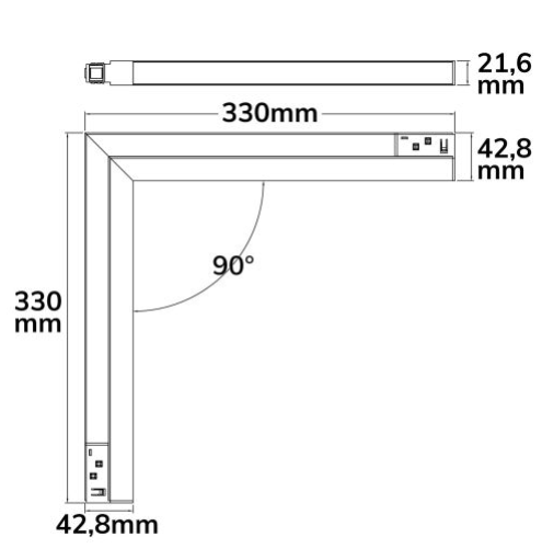 Track48 Eckleuchte vertikal schwarz, 20W, 120°, 48V DC, 3000K,CRI90, Line+