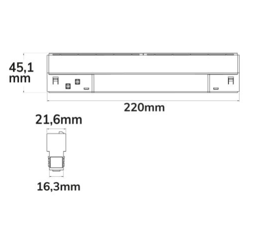 Track48 Wallwasher 22cm schwarz, 12W, 100° asymetrisch, 48V DC, 3000K, CRI90