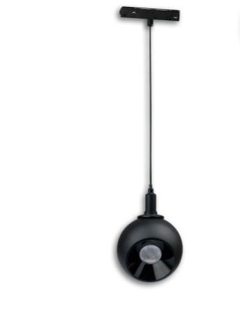 Track48 Hängeleuchte Ball Fokus schwarz, 12W, 60°, 48V DC, 3000K, CRI90, DALI dimmbar