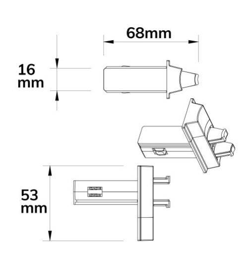 Track48 Multi X Verbinder zum Basismodul, für Aufbauschiene, schwarz, max. 6A, 4-polig