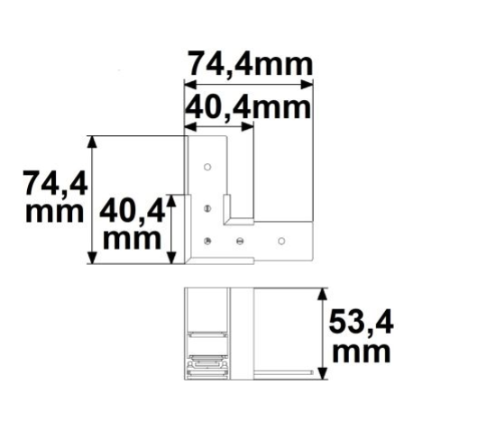 Track48 Eckschiene 90° horizontal für Aufbauschiene, weiß, nicht stromführend