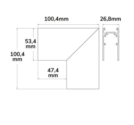 Track48 Eckschiene 90° vertikal für Aufbauschiene, weiß, nicht stromführend