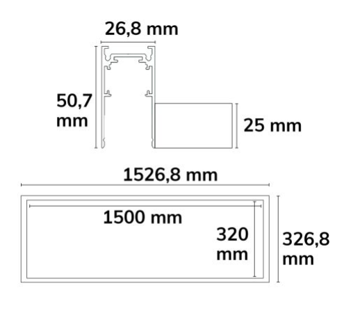 Track48 Leuchtenrahmen H50, Innenformat 320x1500mm, schwarz, exkl. Trafo, exkl. Montageclip/Seilabh.