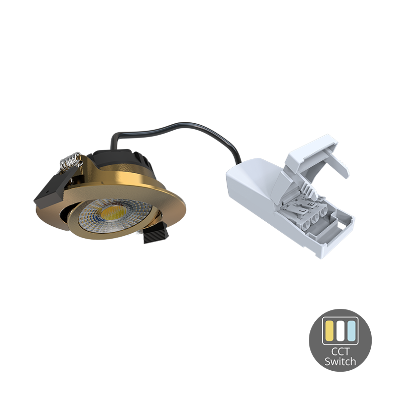 LED INBOUWSPOT | MIRAN | SLIM-FIT | 6W | DIM | MESSING | CCT-SWITCH | IP65