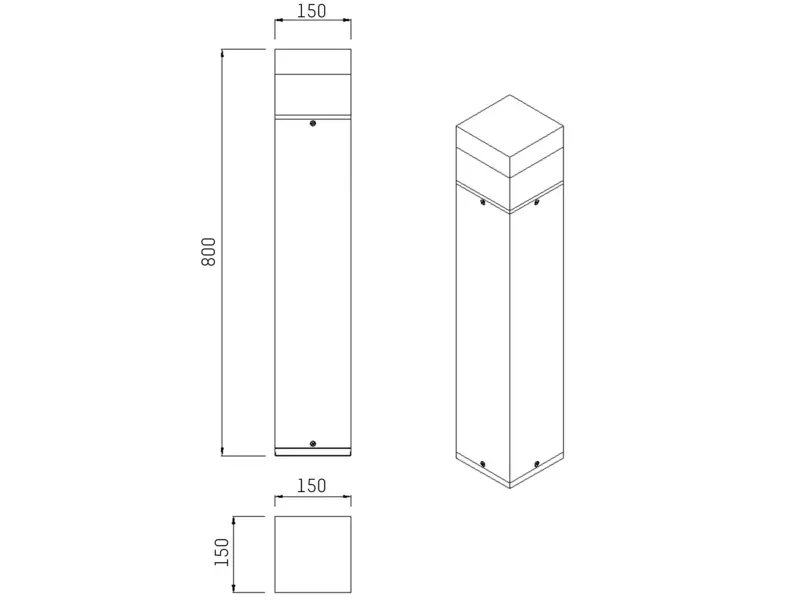 YARA SQUARE F POLLERLEUCHTE GRAU MATT 10W 3000K