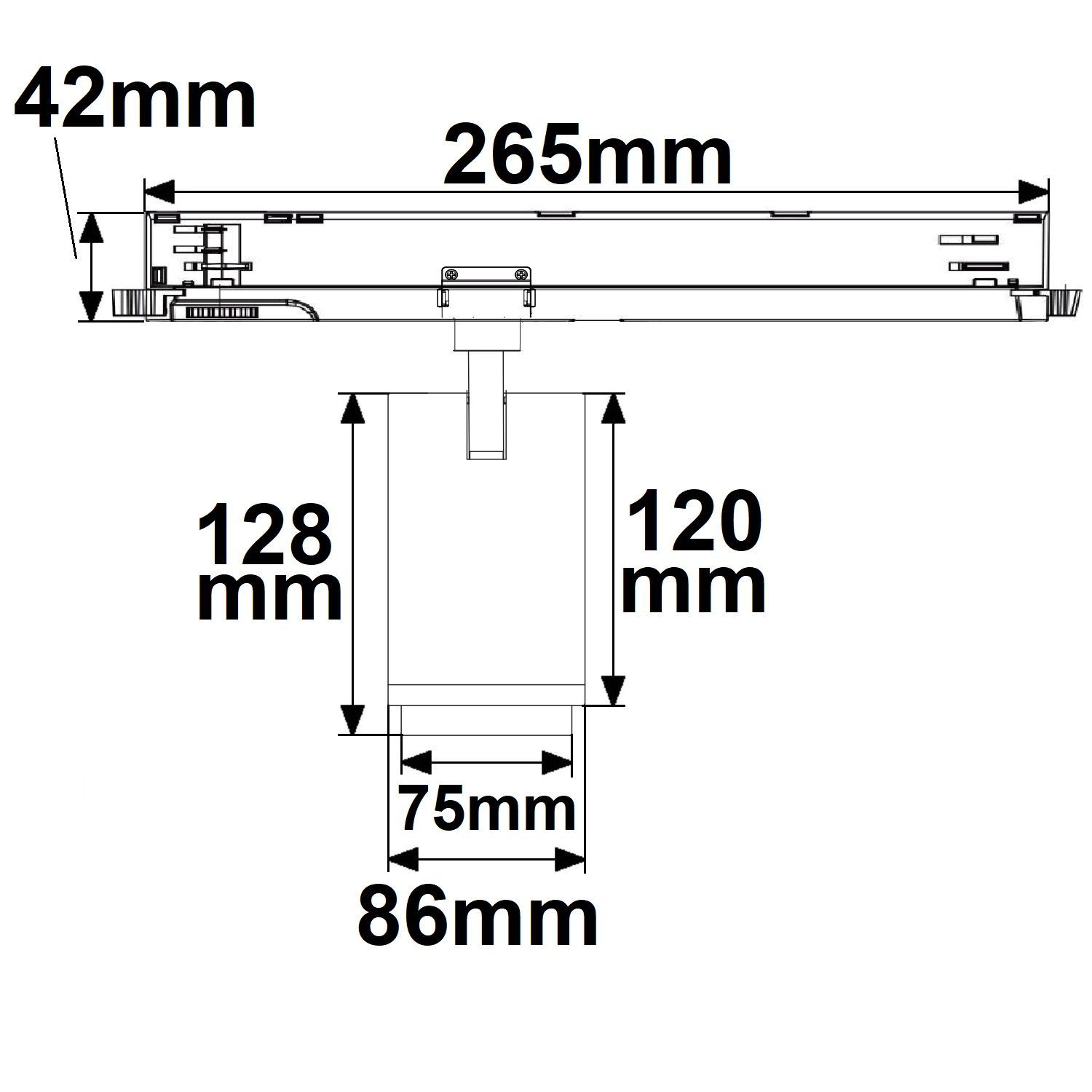3-Phasen Schienen-Strahler fokussierbar, 42W, 20°-70°, schwarz matt, 4000K, CRI92, DALI dimmbar
