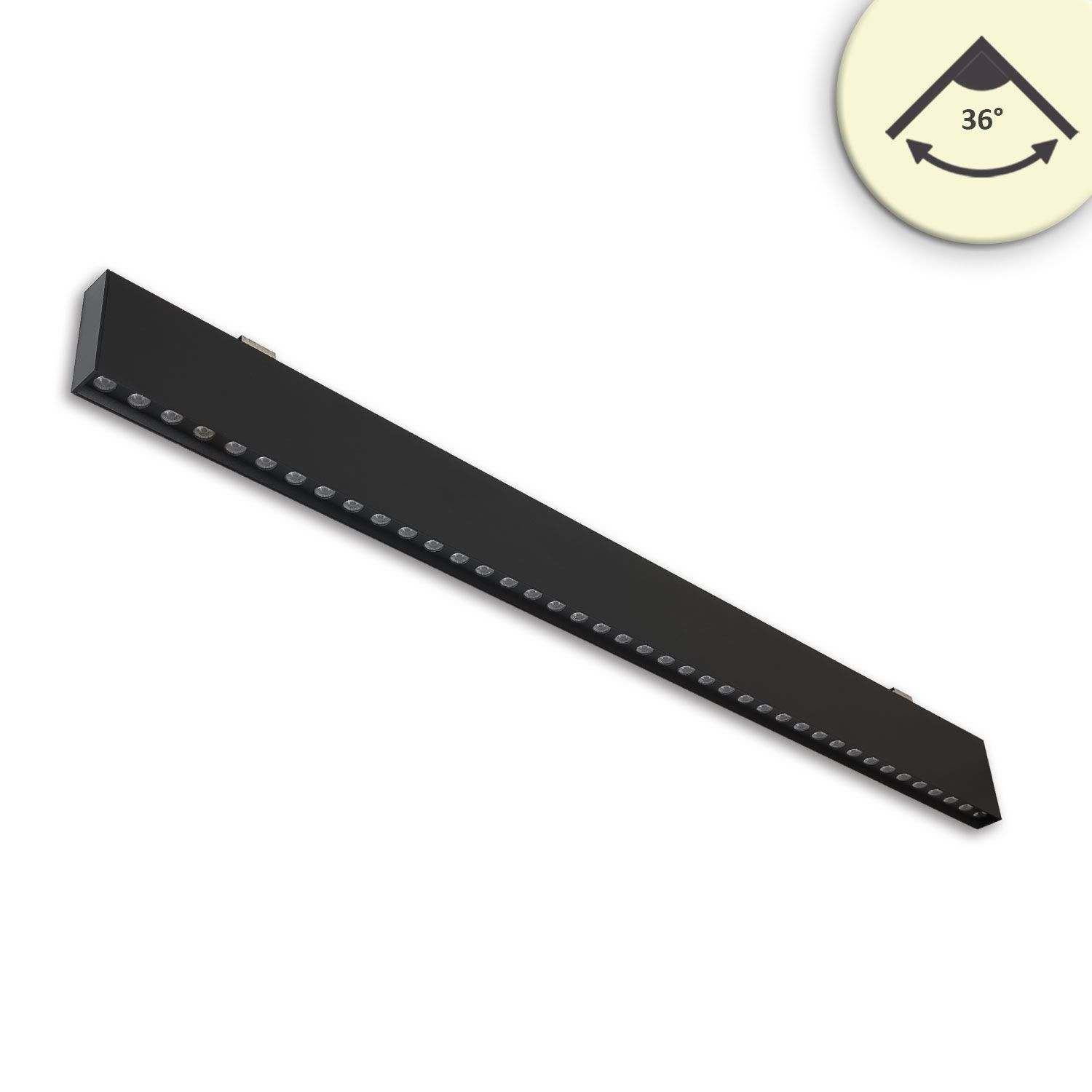 LED Hängeleuchte Raster UGR&lt;19, 36°, 120cm, schwarz, 30W, 3000K, DALI dimmbar