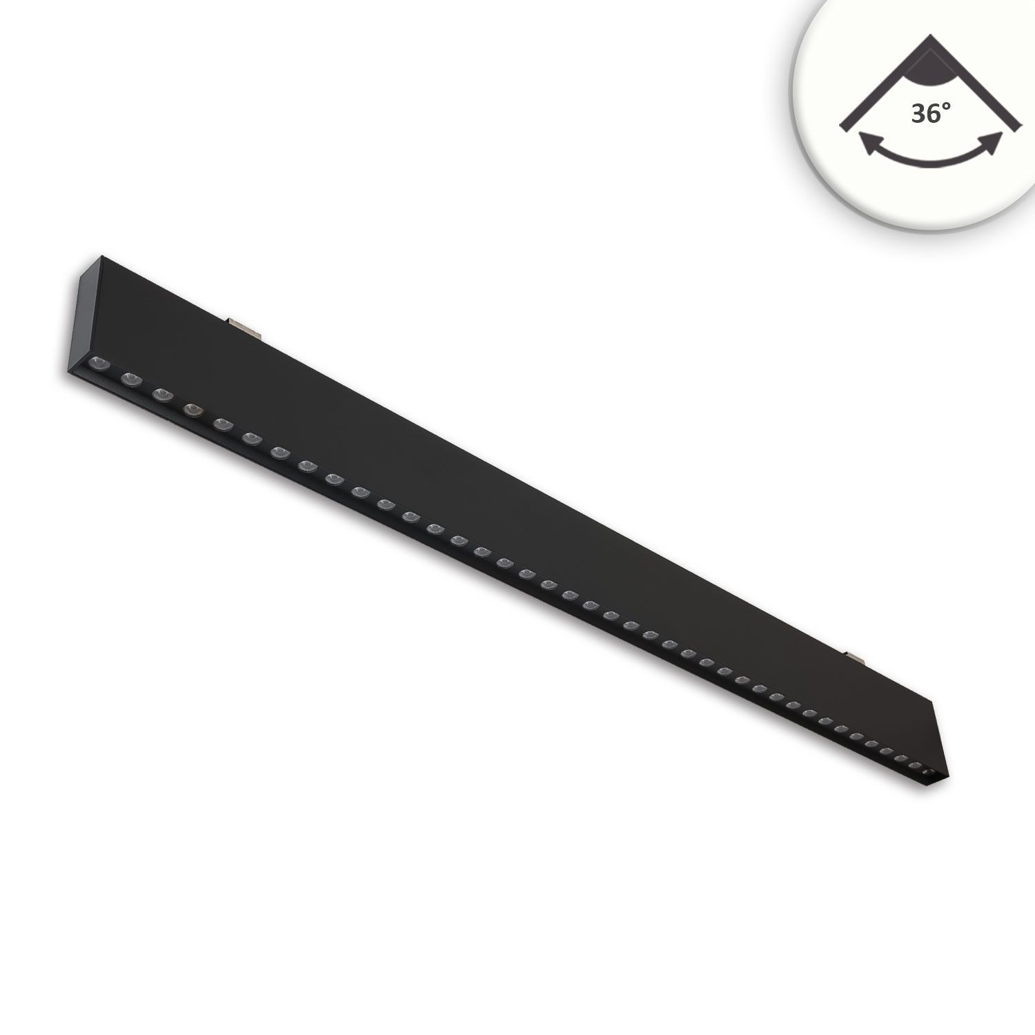 LED Hängeleuchte Raster UGR&lt;19, 36°, 120cm, schwarz, 30W, 4000K, DALI dimmbar