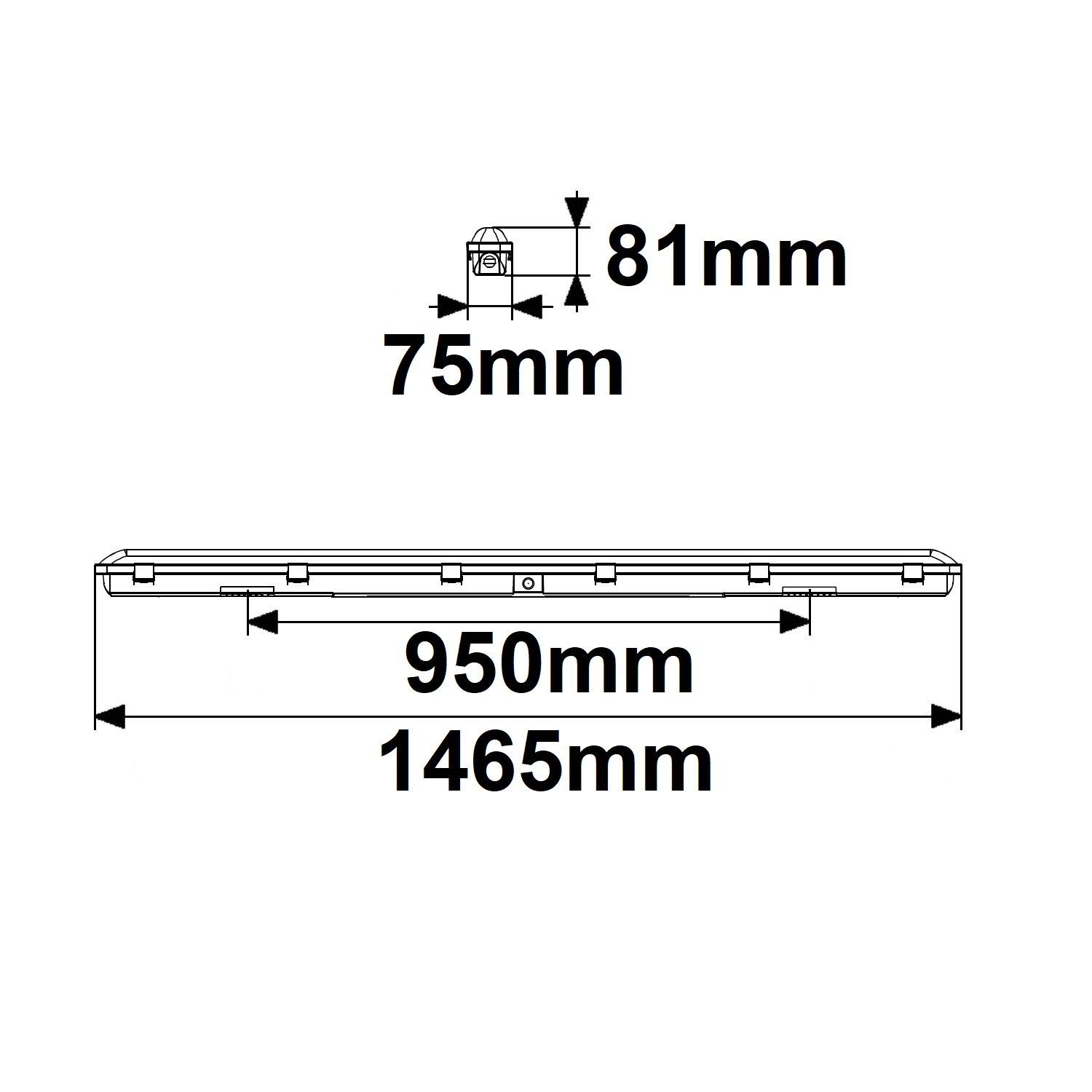 LED Wannenleuchte SL 150cm, IP66, PowerSwitch 36-57W, 140lm/W, 4000K