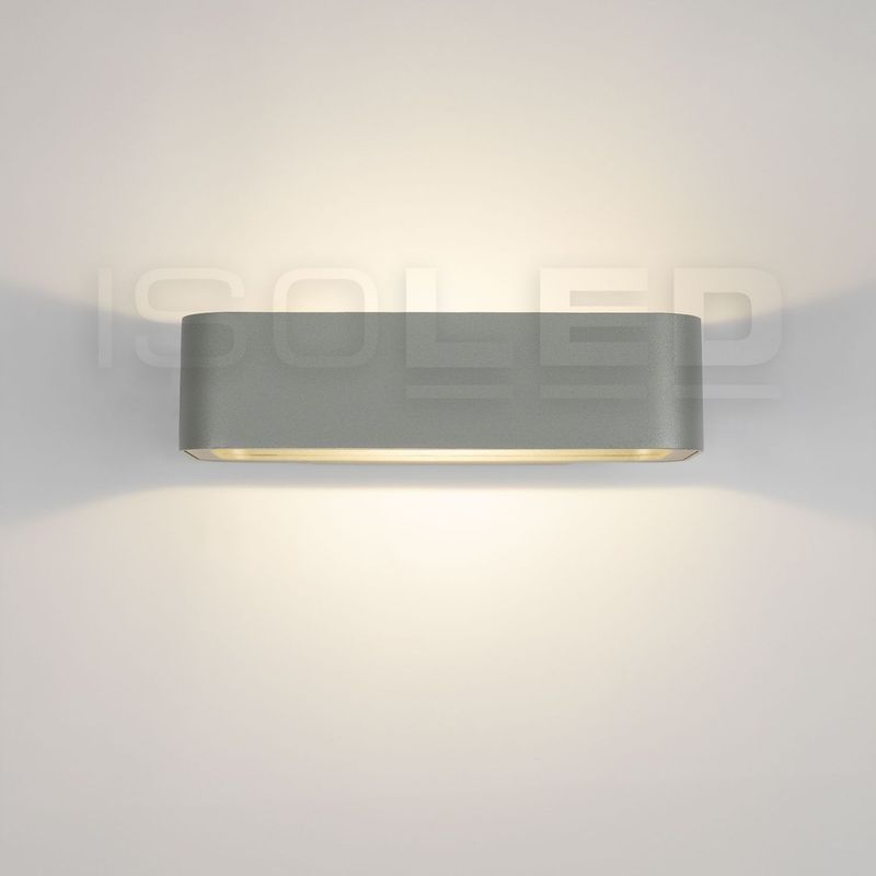 LED Wandleuchte Up&amp;Down 1x7W, IP54, silbergrau, warmweiß