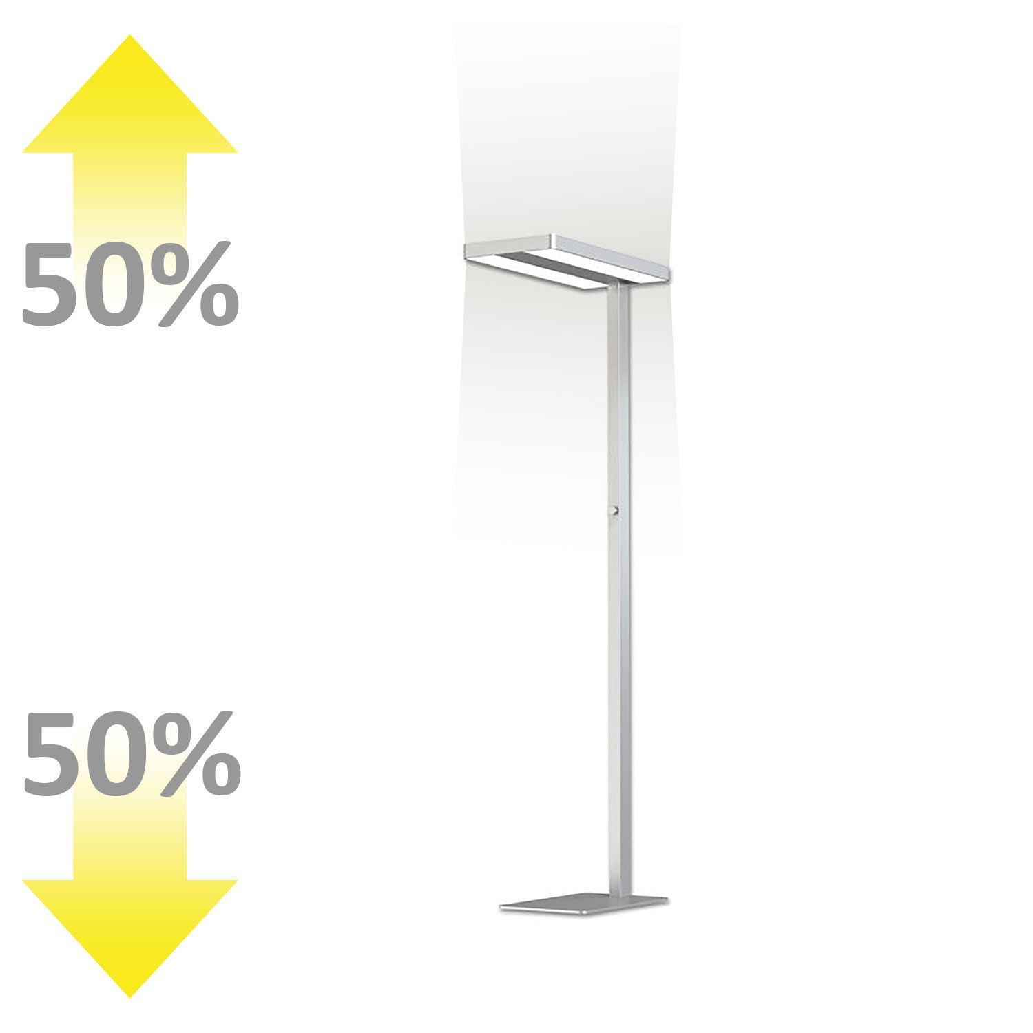 LED Office Pro Stehleuchte Up&amp;Down, 40W+40W, UGR&lt;19, silber, neutralweiß, Dimm-Regler