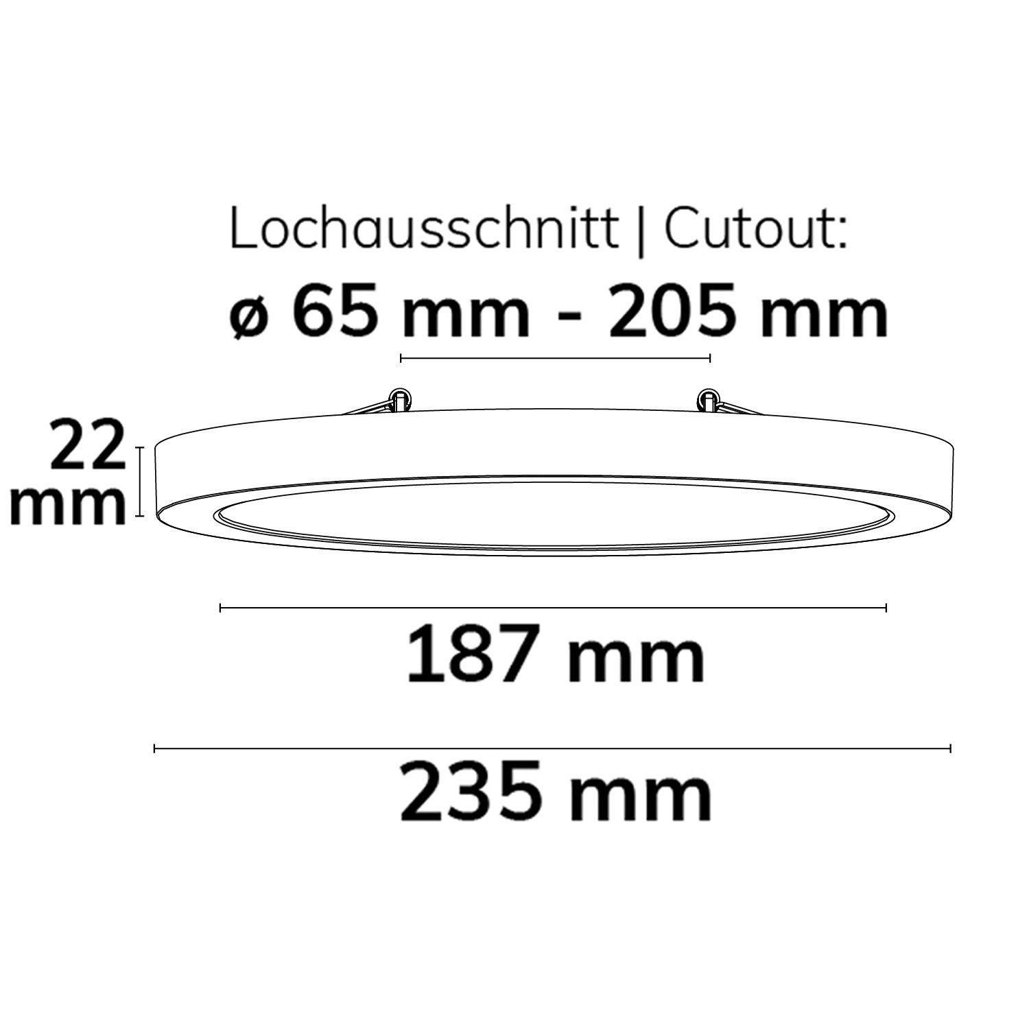LED Aufbau/Einbauleuchte Flex Pro DN235, 16W, weiß, 120lm/W, 3000|3500|4000K, dimmbar
