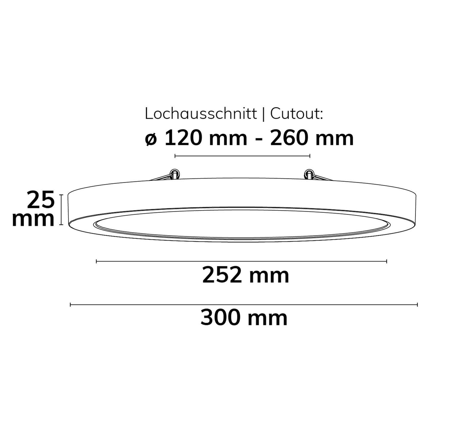 LED Aufbau/Einbauleuchte Flex Pro DN300, 22W, weiß, 120lm/W, 3000|3500|4000K, dimmbar