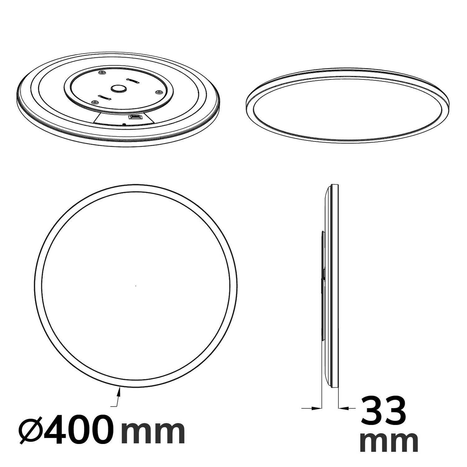 LED Deckenleuchte Slim400 PRO, 25W, weiß, rund, IP44, DN400, 3000|4000|5000K, Up&amp;Down