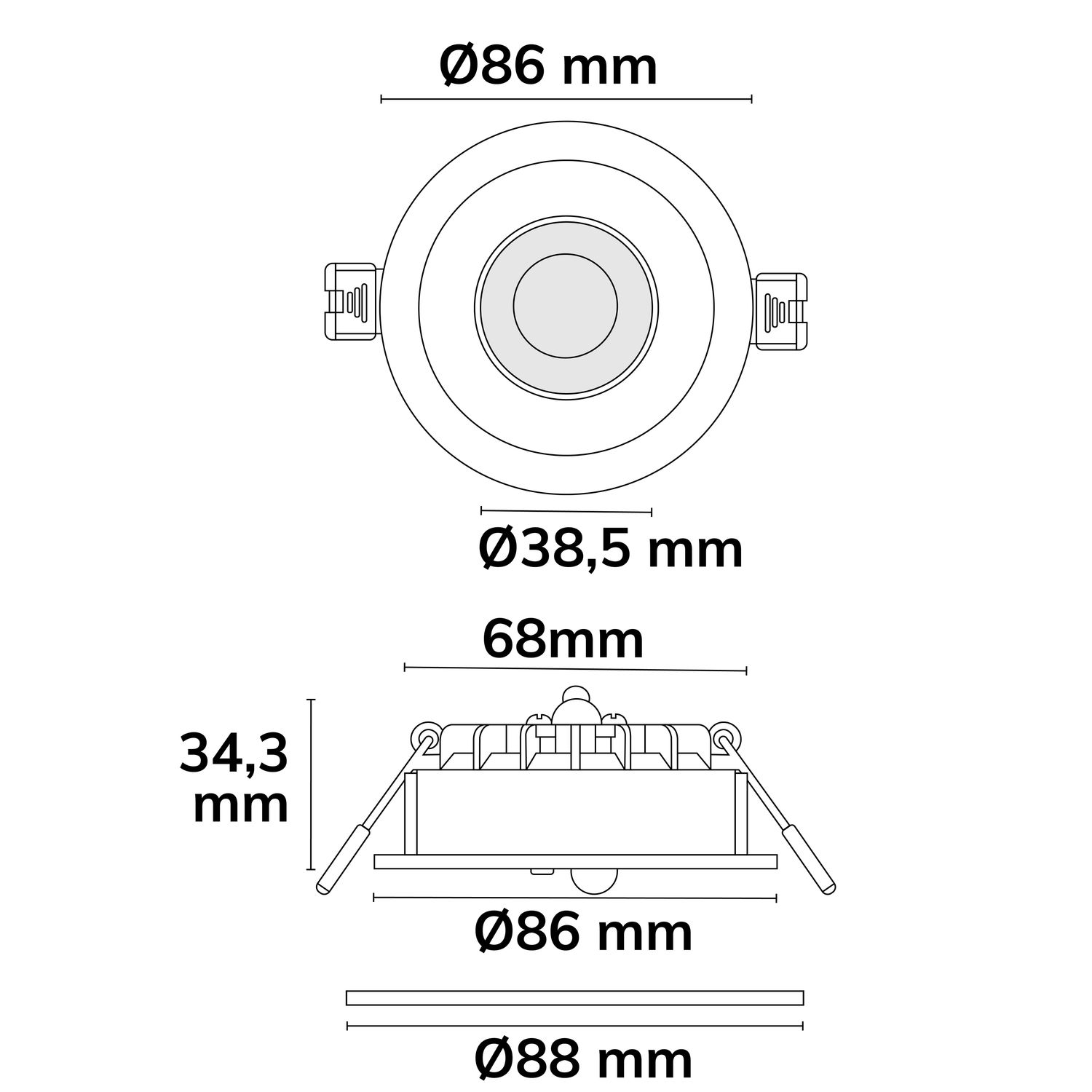 LED Einbaustrahler Vario-68, 6W, 60°, 2700|3000|4000|6000K, IP65, CRI90, weiß