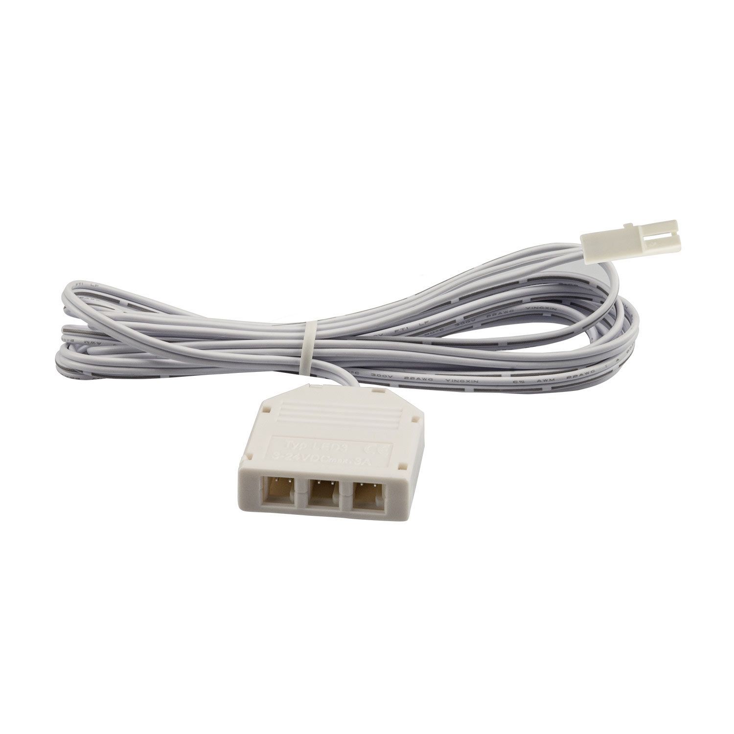 MiniAMP 3-fach Verteiler (1 male-Stecker an 3 female-Buchsen), 30cm, 2-polig, weiß, max. 3,5A