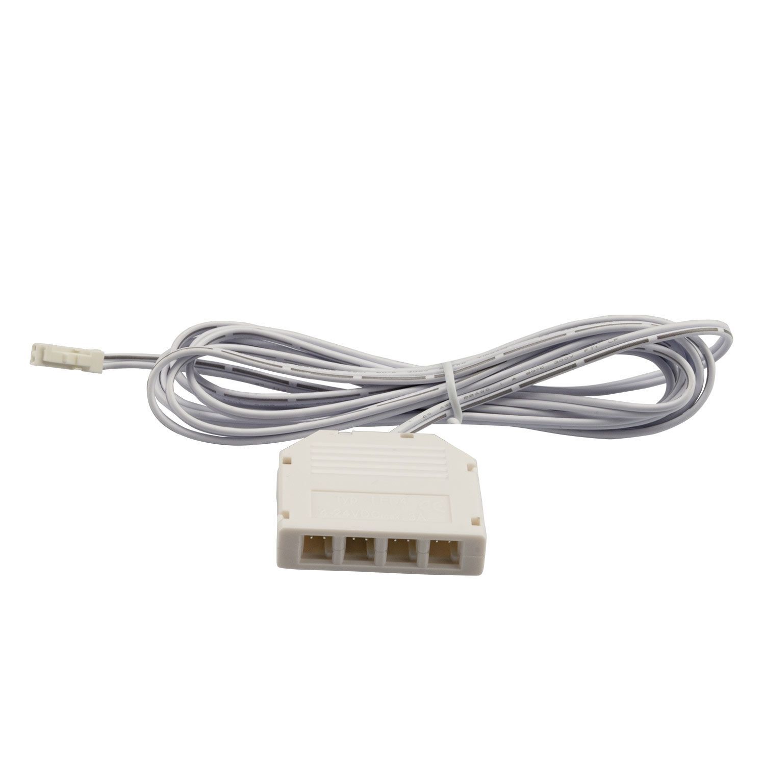 MiniAMP 4-fach Verteiler (1 male-Stecker an 4 female-Buchsen), 30cm, 2-polig, weiß, max. 3,5A