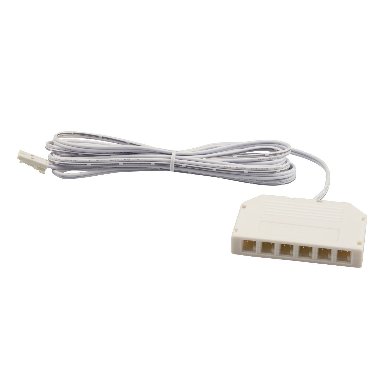 MiniAMP 6-fach Verteiler (1 male-Stecker an 6 female-Buchsen), 30cm, 2-polig, weiß, max. 3,5A