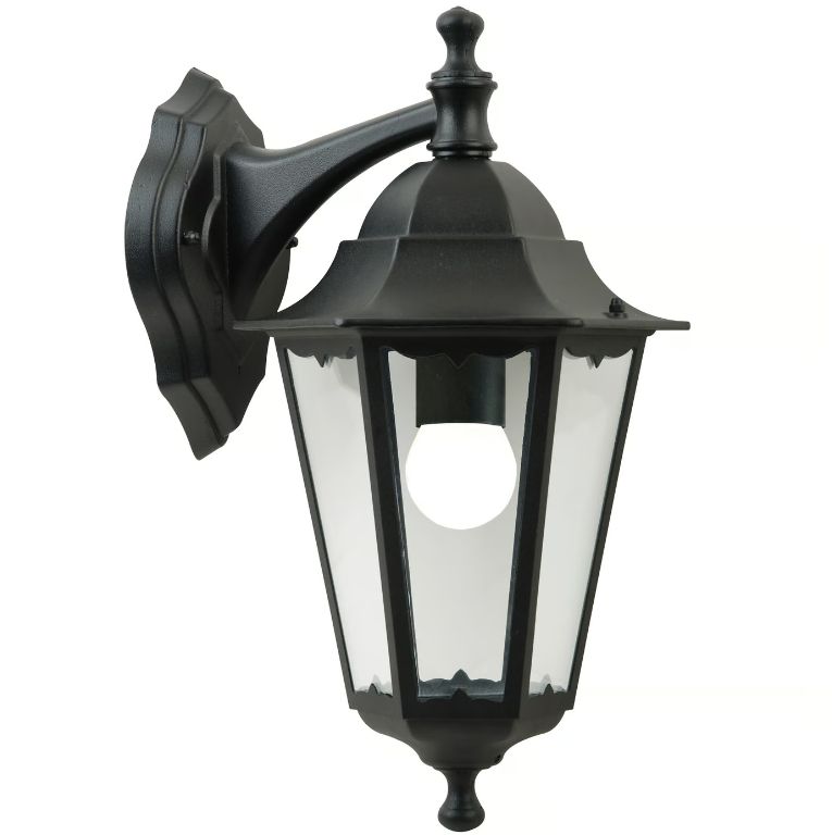 Cardiff Down Wandleuchte Schwarz E27 IP44