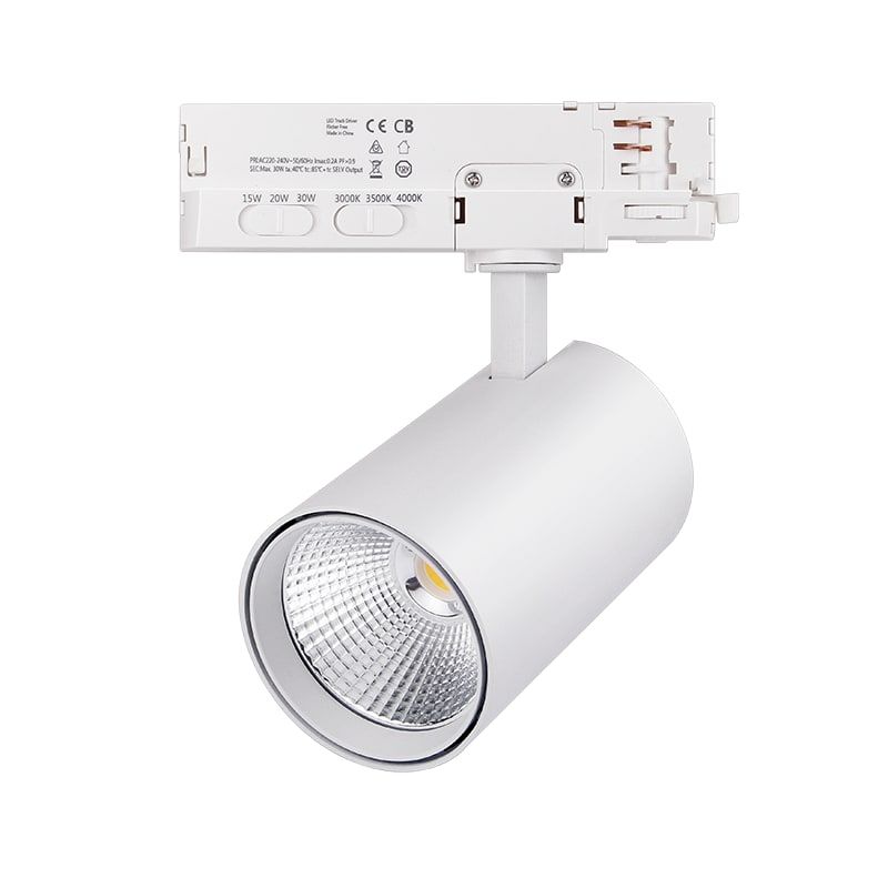 3-PHASEN SCHIENENSPOT | 10W-20W-30W | WEISS | DIMMBAR | CCT-SCHALTER