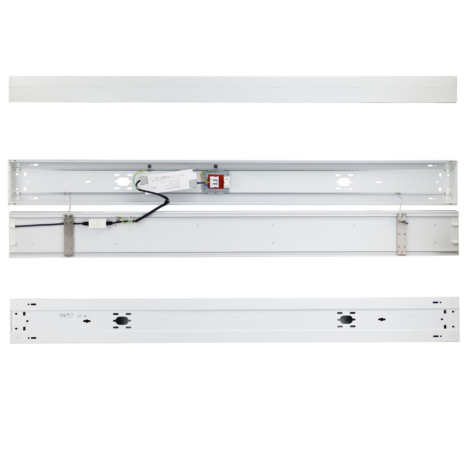 LED Langfeldleuchte blendreduziert, weiß, 150cm, 45W, ColorSwitch 3000|4000|5700K, dimmbar