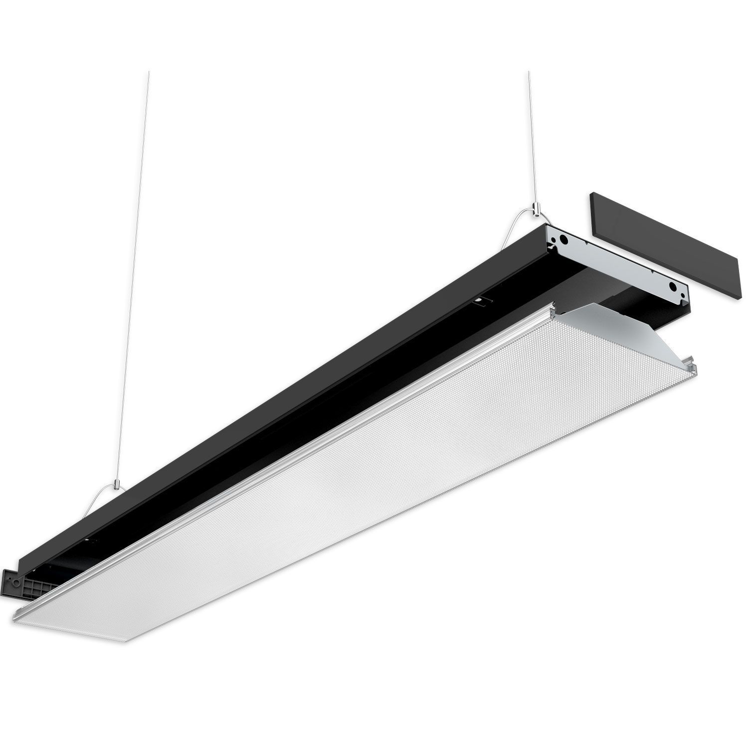 LED Langfeldleuchte, 120x20cm, schwarz, PowerSwitch 25|30|35|40W, UGR<19 2H/2H, ColorSwitch 3000|4000|5000K, DALI dimmbar