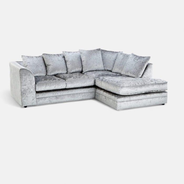 Crystal Crushed Velvet 4 Seater Corner Sofa- Right Side