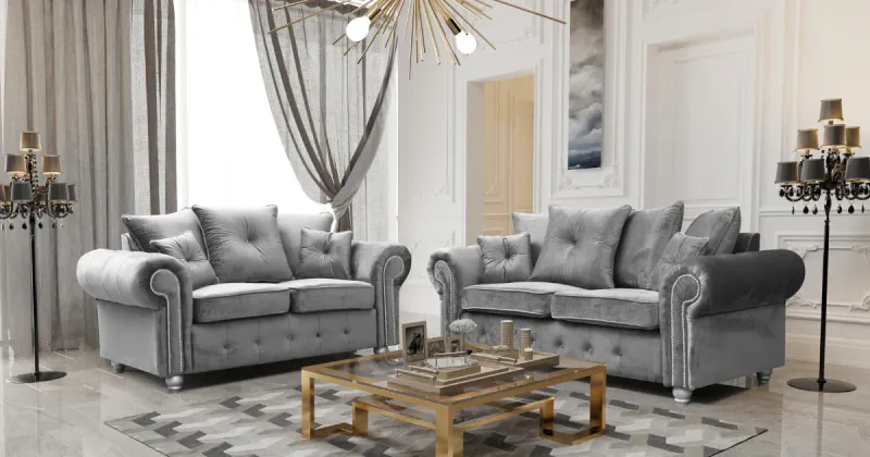 Ashwin Plush Velvet 3+2 Seater Sofa Set