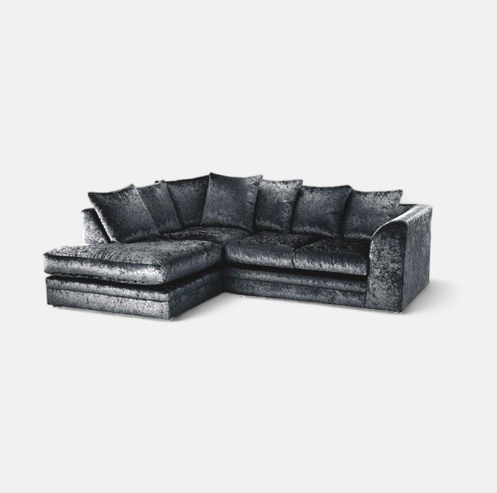 Crystal Crushed Velvet 4 Seater Corner Sofa- Left Side